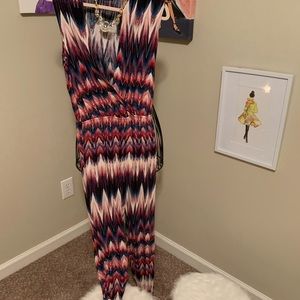 Sexy V plunge Multi Color Jumpsuit